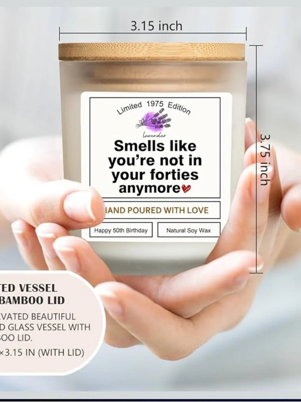 NWOT Lavender Soy Candles – 50th Birthday Gifts, limited 1975 Edition